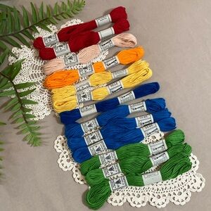 13 Skeins Of Vintage DMC Retors A Broder Thread Various Colors Made In France